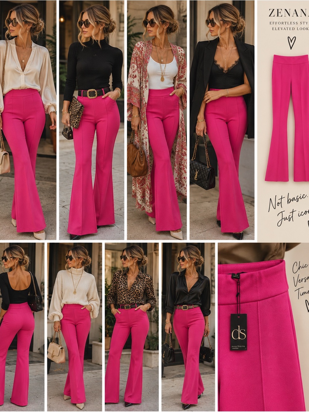 Dear Scarlett magic High-Rise Fuchsia Flare Pants — Sleek Boot Cut